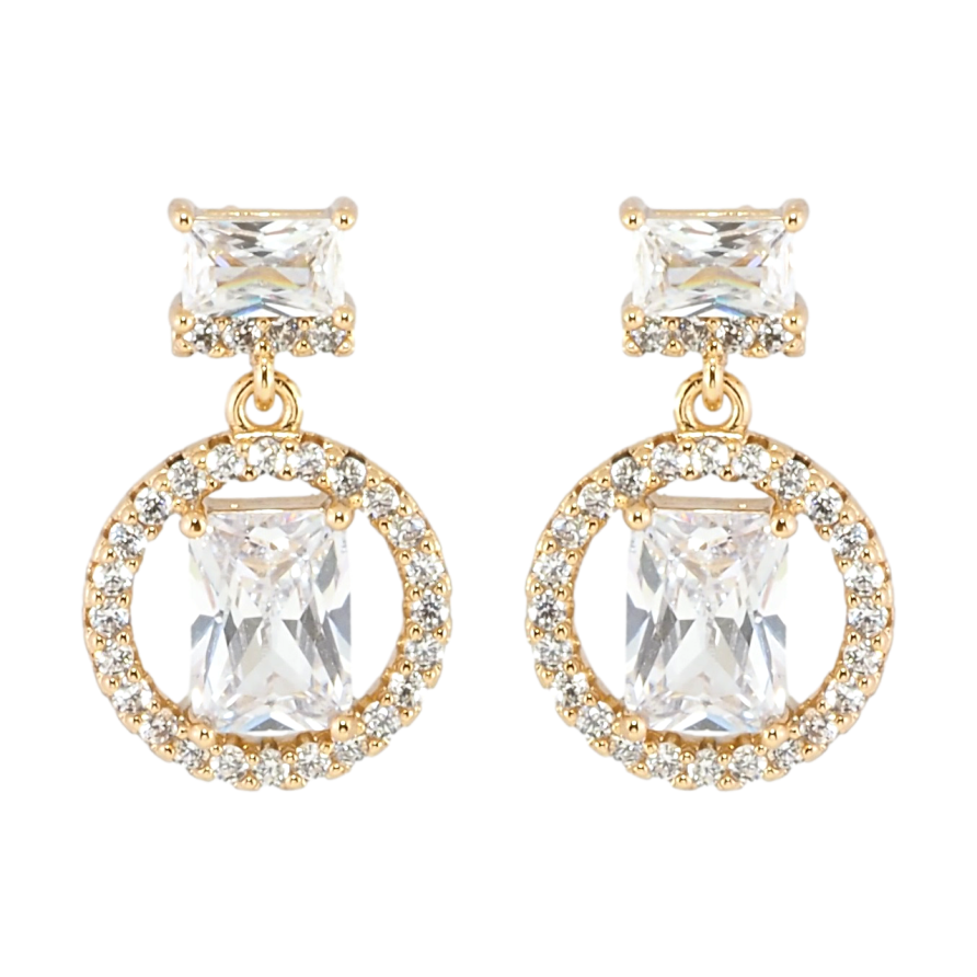 Серьги Xuping Позолота 18K пусеты Кристальные подвески фото №1