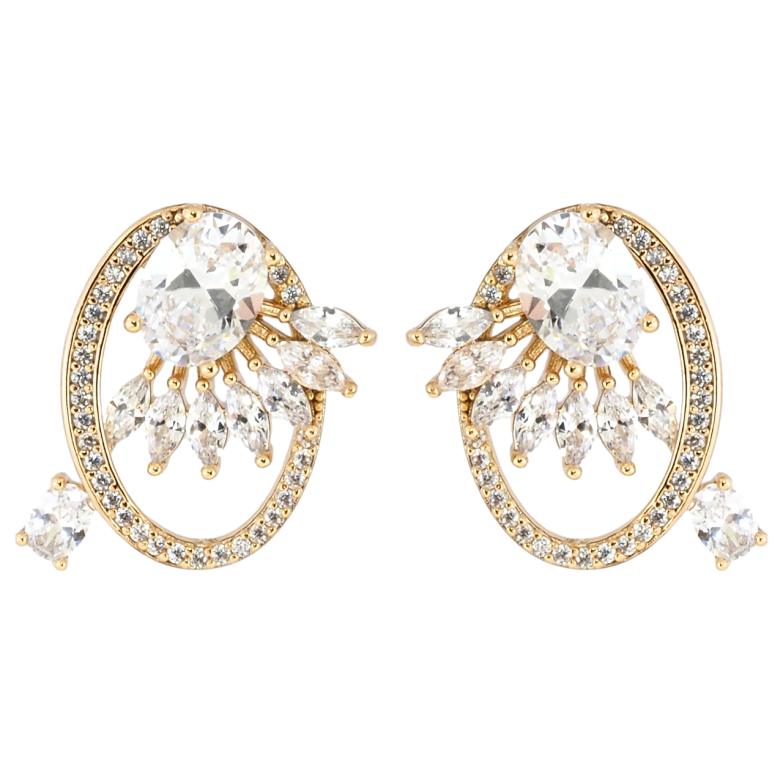 Сережки Xuping Позолота 18K пусети Декоративний візерунок з цирконієм фото №5