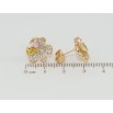 Серьги Xuping Позолота 18K пусеты Цветочки с инкрустацией цирконием и цветными фианитами фото №2