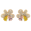 Серьги Xuping Позолота 18K пусеты Цветочки с инкрустацией цирконием и цветными фианитами фото №3