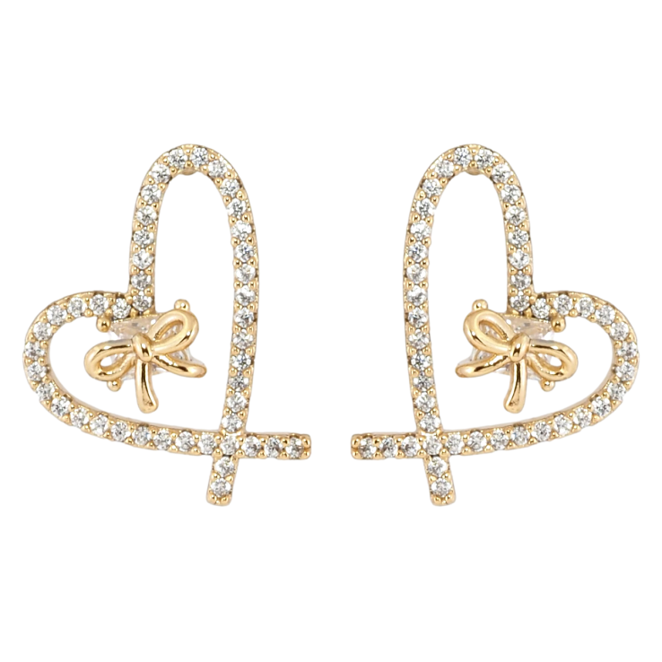 Серьги Xuping Позолота 18K пусеты Сердечки с бантами фото №18 Серьги Xuping Позолота 18K пусеты Сердечки с бантами фото №18