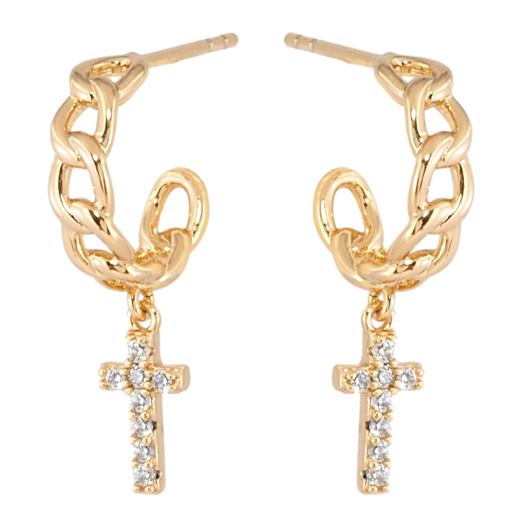 Серьги Xuping Позолота 18K пусеты Крестики на дугах цепочках фото №24 Серьги Xuping Позолота 18K пусеты Крестики на дугах цепочках фото №24