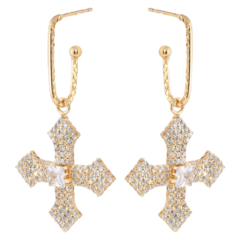 Сережки Xuping Позолота 18K пусети Хрестики інкрустація цирконієм 2 в 1 фото №1 Сережки Xuping Позолота 18K пусети Хрестики інкрустація цирконієм 2 в 1 фото №1