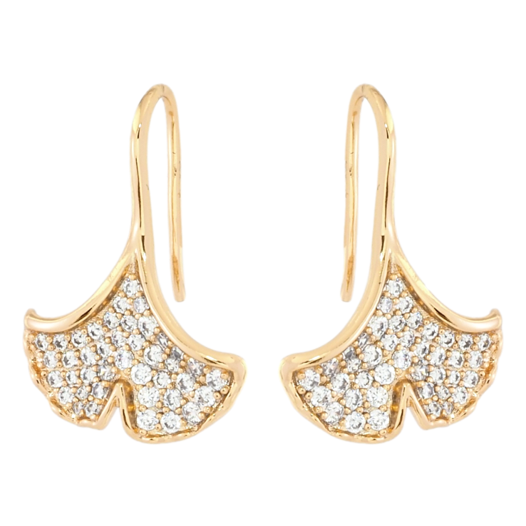 Сережки Xuping Позолота 18K французький замок Листочки з інкрустацією цирконієм фото №25