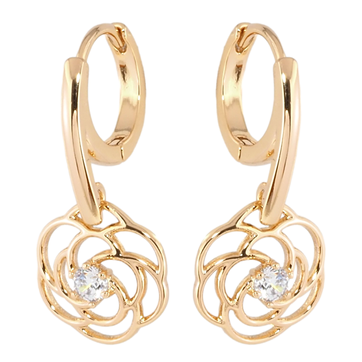 Серьги Xuping Позолота 18K подвески на колечках Цветочки фото №14 Серьги Xuping Позолота 18K подвески на колечках Цветочки фото №14