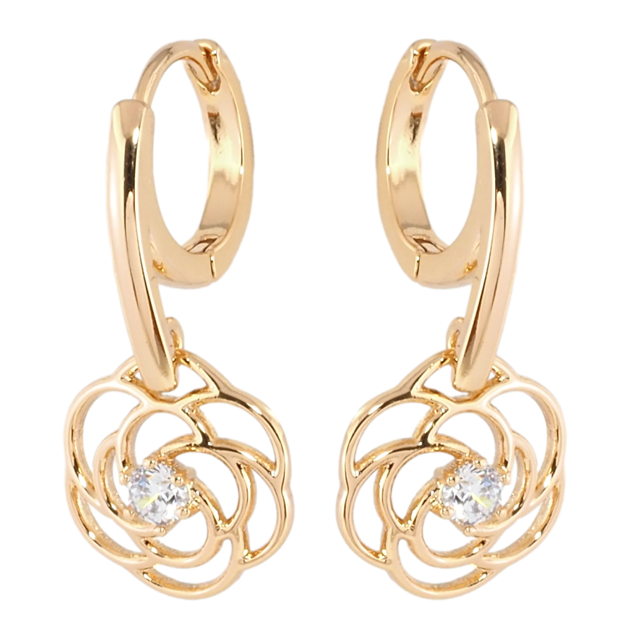 Серьги Xuping Позолота 18K подвески на колечках Цветочки фото №1
