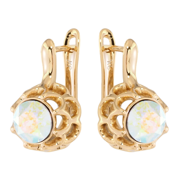 Серьги Xuping цвет 18K с кристаллами Swarovski английский замок Бутоны с кристаллом АВ фото №5