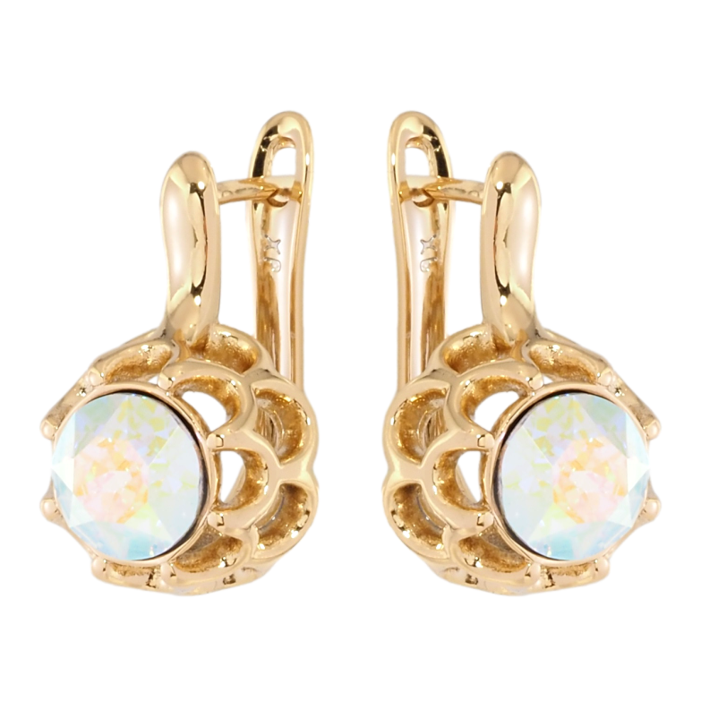 Серьги Xuping цвет 18K с кристаллами Swarovski английский замок Бутоны с кристаллом АВ фото №1
