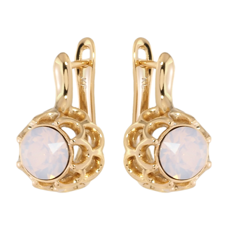 Серьги Xuping цвет 18K с кристаллами Swarovski английский замок Бутоны с кристаллом Rose Opal фото №7