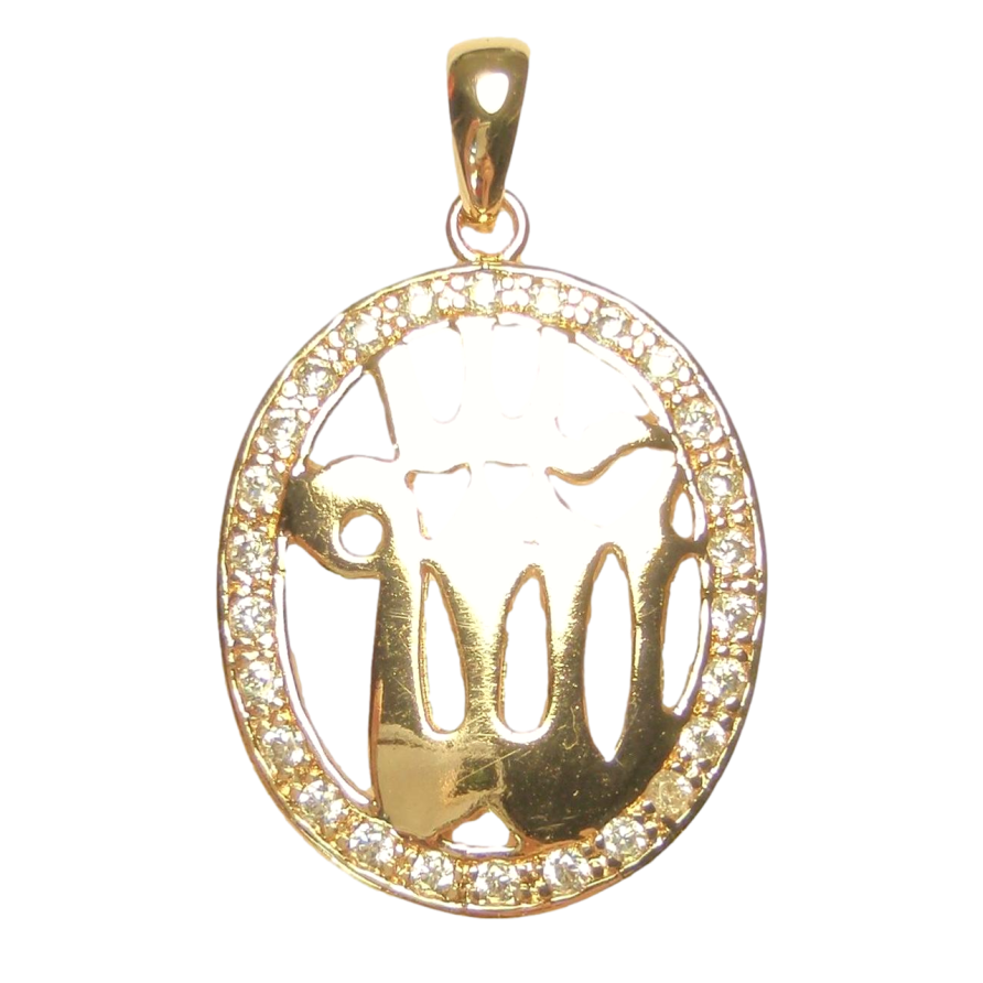Кулон Fallon Позолота 18K Овал Різьблений Візерунок Окантовка Цирконій фото №1