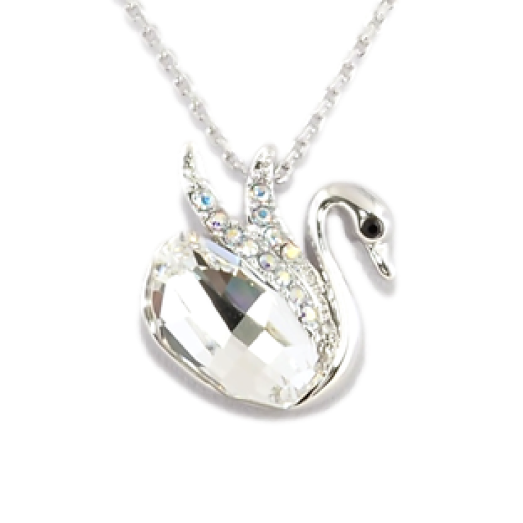 Кулон Xuping цвет Родий с кристаллами Swarovski на цепочке Лебедь Вставка Прозрачный Кристалл длина фото №7
