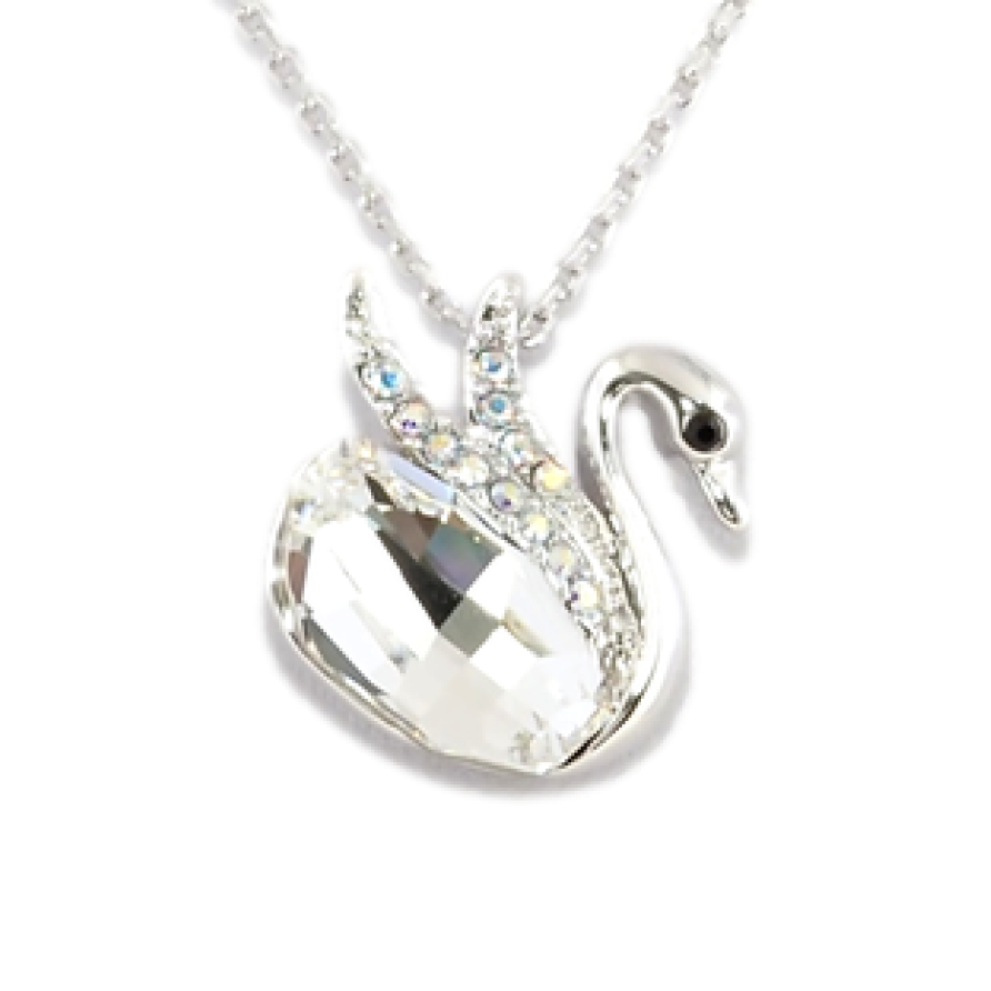 Кулон Xuping цвет Родий с кристаллами Swarovski на цепочке Лебедь Вставка Прозрачный Кристалл длина фото №1
