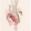 Кулон Xuping цвет Родий с кристаллами Swarovski на цепочке Лебедь Вставка Розовый Кристалл длина 38,5-43,5см фото №3