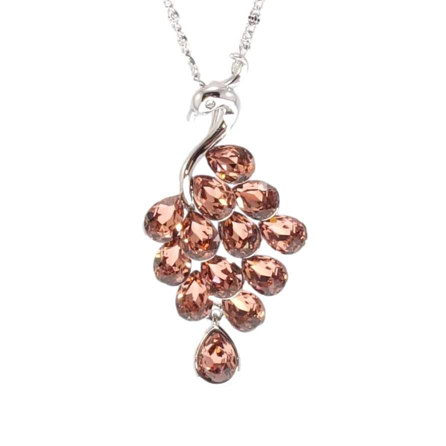 Кулон Xuping колір Родій із кристалами Swarovski на ланцюжку Павич довжина 45-50 см фото №1