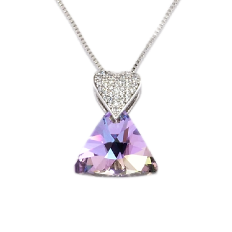 Кулон Xuping колір Родій із кристалами Swarovski на ланцюжку Серце і Трикутний Кристал довжина 40-45см фото №22