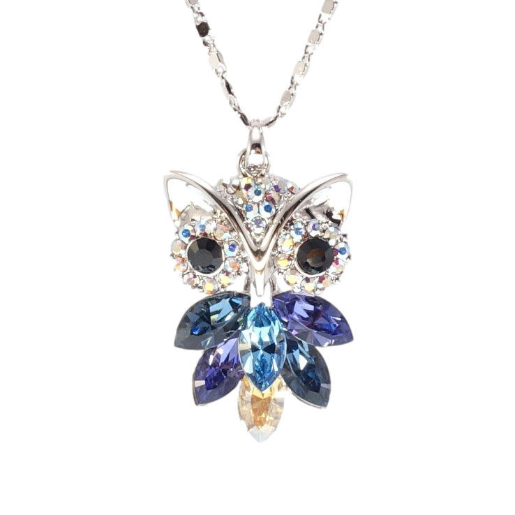Кулон Xuping цвет Родий с кристаллами Swarovski на цепочке Сова Кристаллы в Синих Оттенках длина 39-45см х фото №19