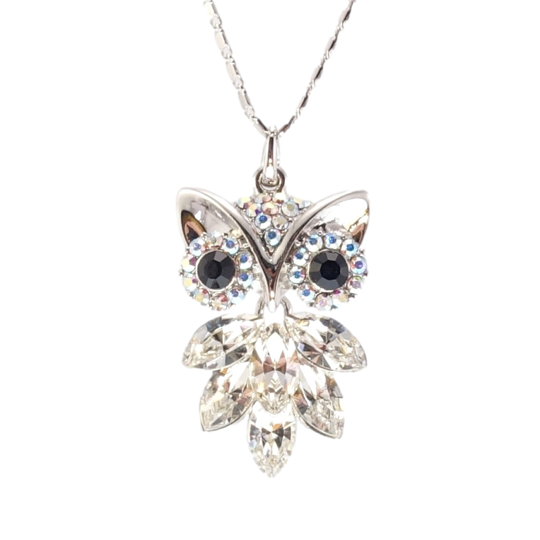 Кулон Xuping колір Родій із кристалами Swarovski на ланцюжку Сова довжина 38-43см х 1,5мм фото №1