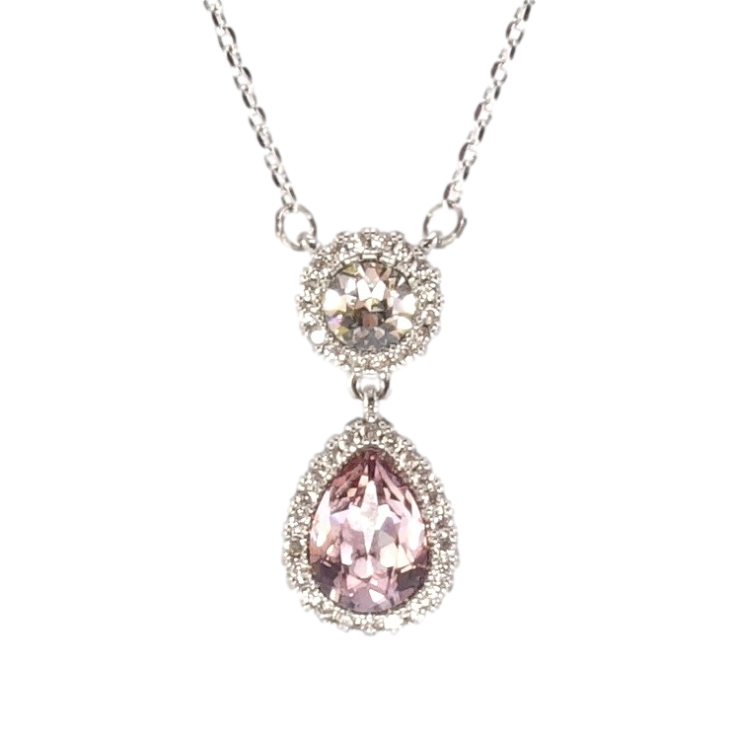 Кулон Xuping колір Родій з кристалами Swarovski на ланцюжку Кристали Коло і Крапля Колір Light Amethyst довжина  40-45см фото №17