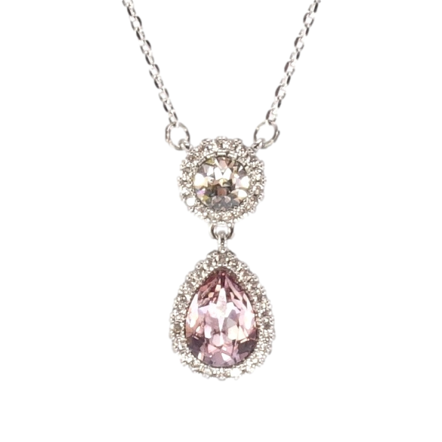 Кулон Xuping колір Родій з кристалами Swarovski на ланцюжку Кристали Коло і Крапля Колір Light Amethyst довжина  40-45см фото №1