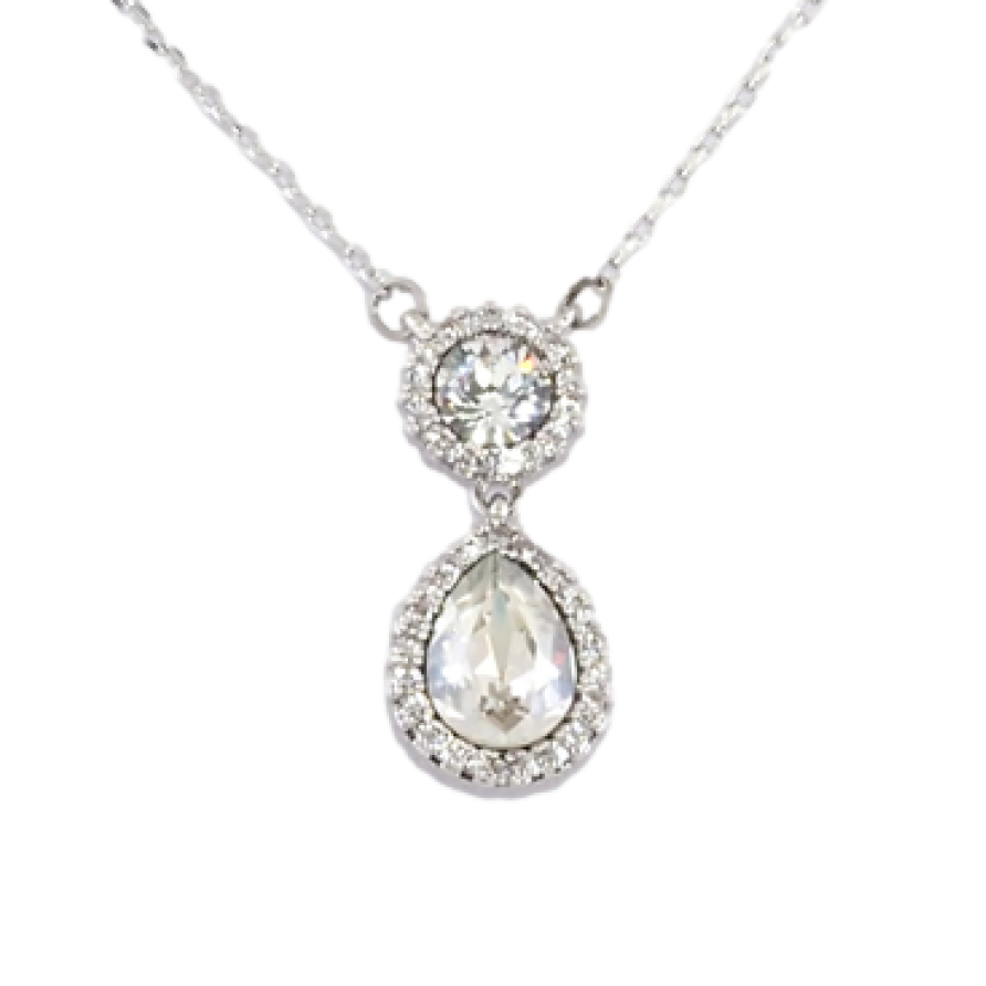 Кулон Xuping колір Родій із кристалами Swarovski на ланцюжку Кристали Коло і Крапля довжина 40-45см фото №1