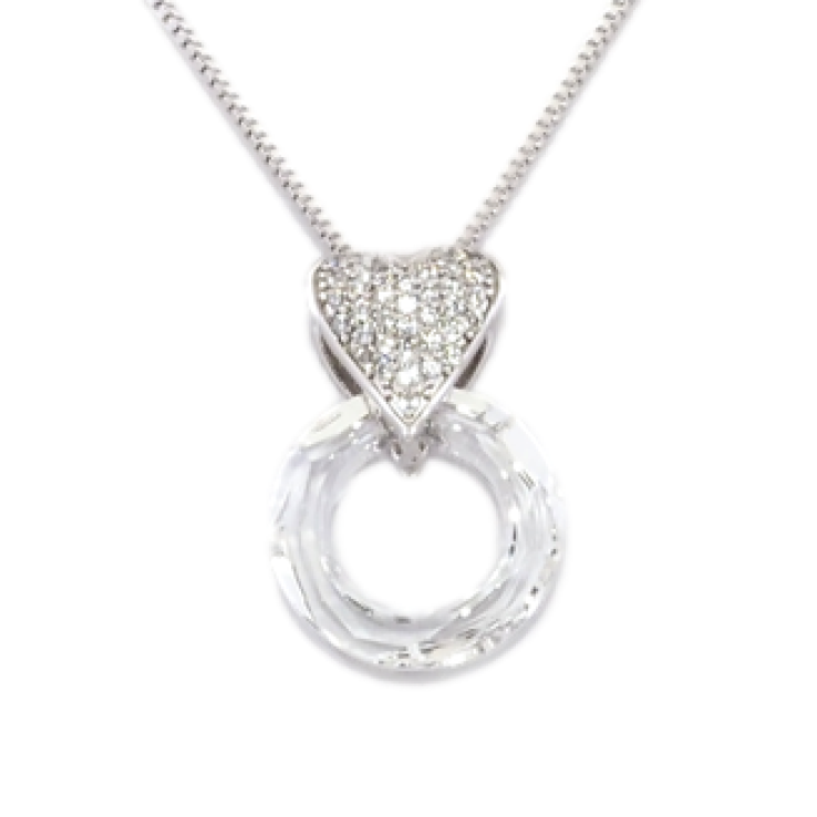 Кулон Xuping цвет Родий с кристаллами Swarovski на цепочке Сердечки Кристалл и Кристальный круг длина фото №22