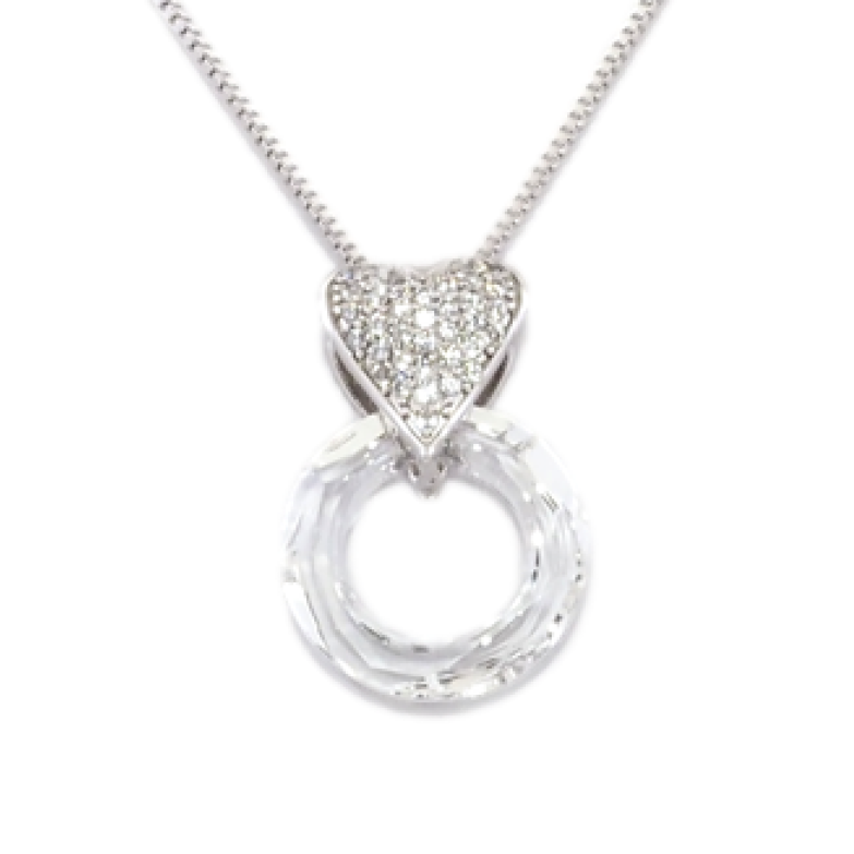 Кулон Xuping колір Родій із кристалами Swarovski на ланцюжку Серця Кристали і Кришталевий круг довжина 40-45см фото №1