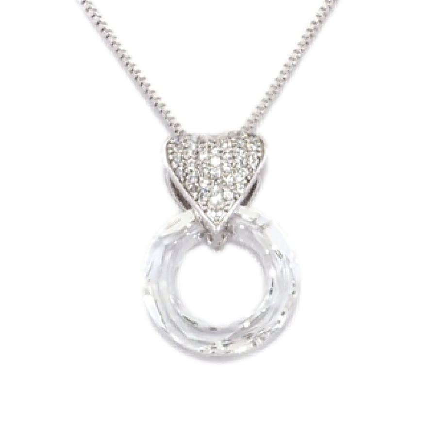 Кулон Xuping цвет Родий с кристаллами Swarovski на цепочке Сердечки Кристалл и Кристальный круг длина фото №1