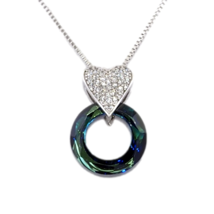 Кулон Xuping колір Родій із кристалами Swarovski на ланцюжку Сердечки Кришталеве коло довжина 40-45см фото №6