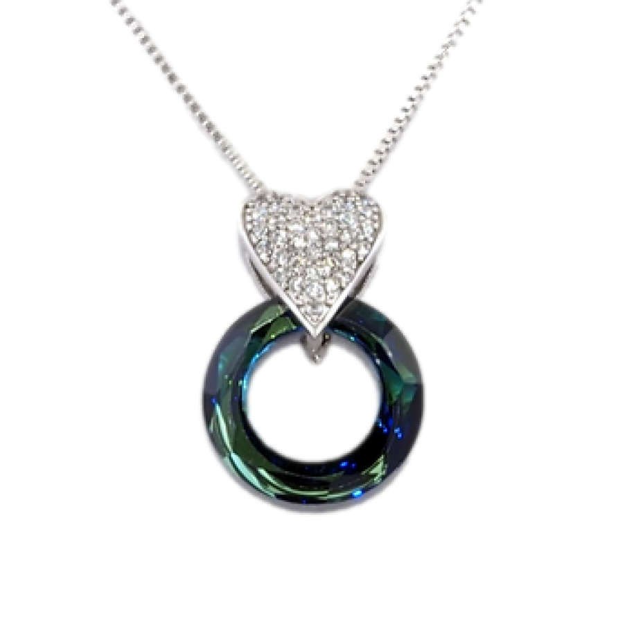 Кулон Xuping колір Родій із кристалами Swarovski на ланцюжку Сердечки Кришталеве коло довжина 40-45см фото №1