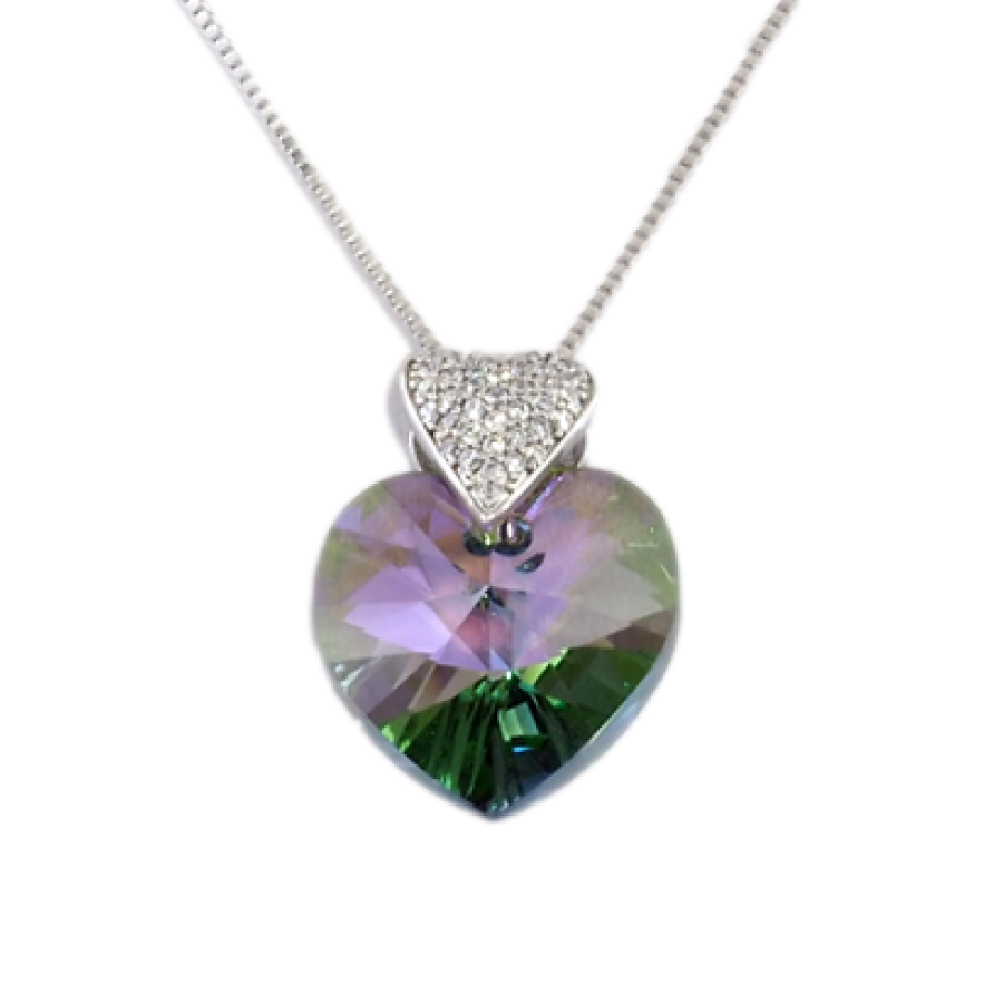 Кулон Xuping колір Родій з кристалами Swarovski на ланцюжку Сердечка Кристал Paradise Shine довжина 40-45см фото №1