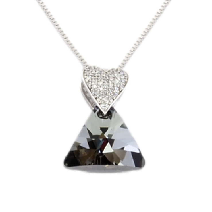 Кулон Xuping цвет Родий с кристаллами Swarovski на цепочке Сердечко Кристалл и Треугольный Кристалл длина фото №2
