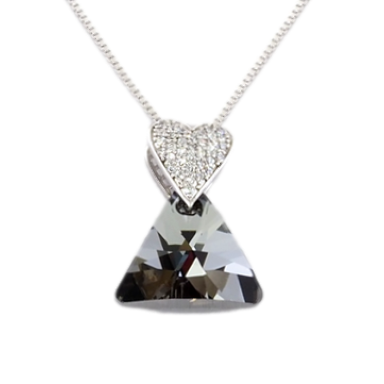 Кулон Xuping колір Родій із кристалами Swarovski на ланцюжку Серце і Трикутний Кристал довжина 40-45см фото №1