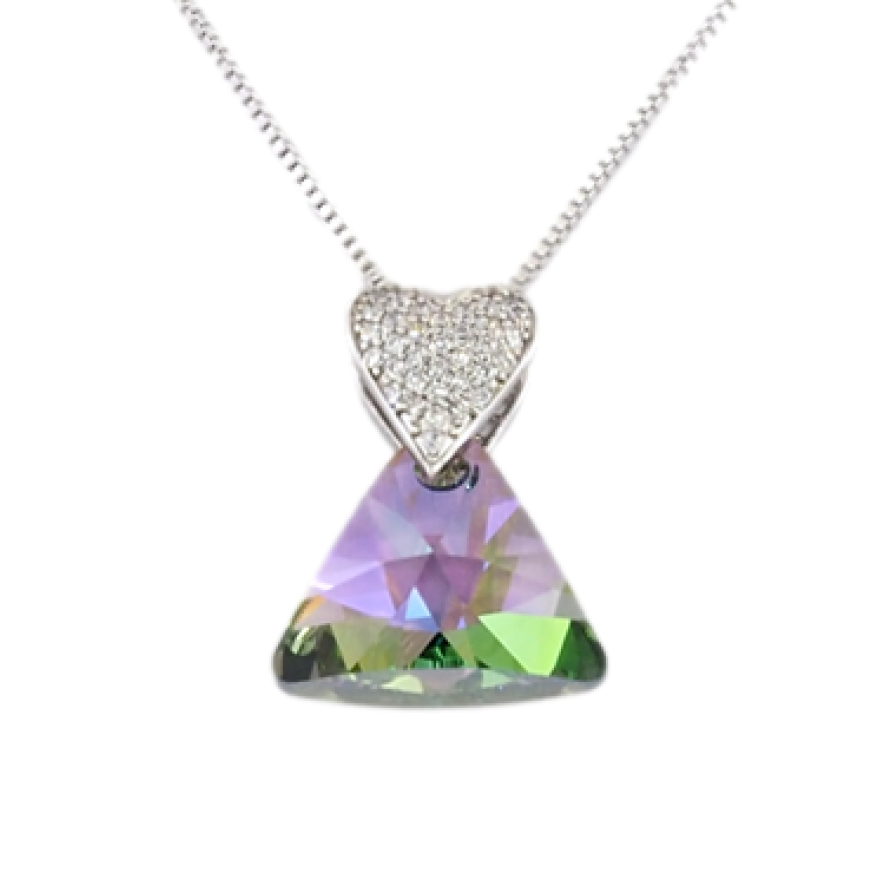 Кулон Xuping цвет Родий с кристаллами Swarovski на цепочке Сердечко Кристалл и Треугольный Кристалл длина фото №1