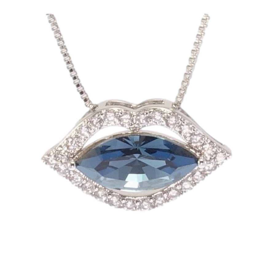 Кулон Xuping колір Родій із кристалами Swarovski на ланцюжку Ніжні Уста довжина 38-43 см фото №1