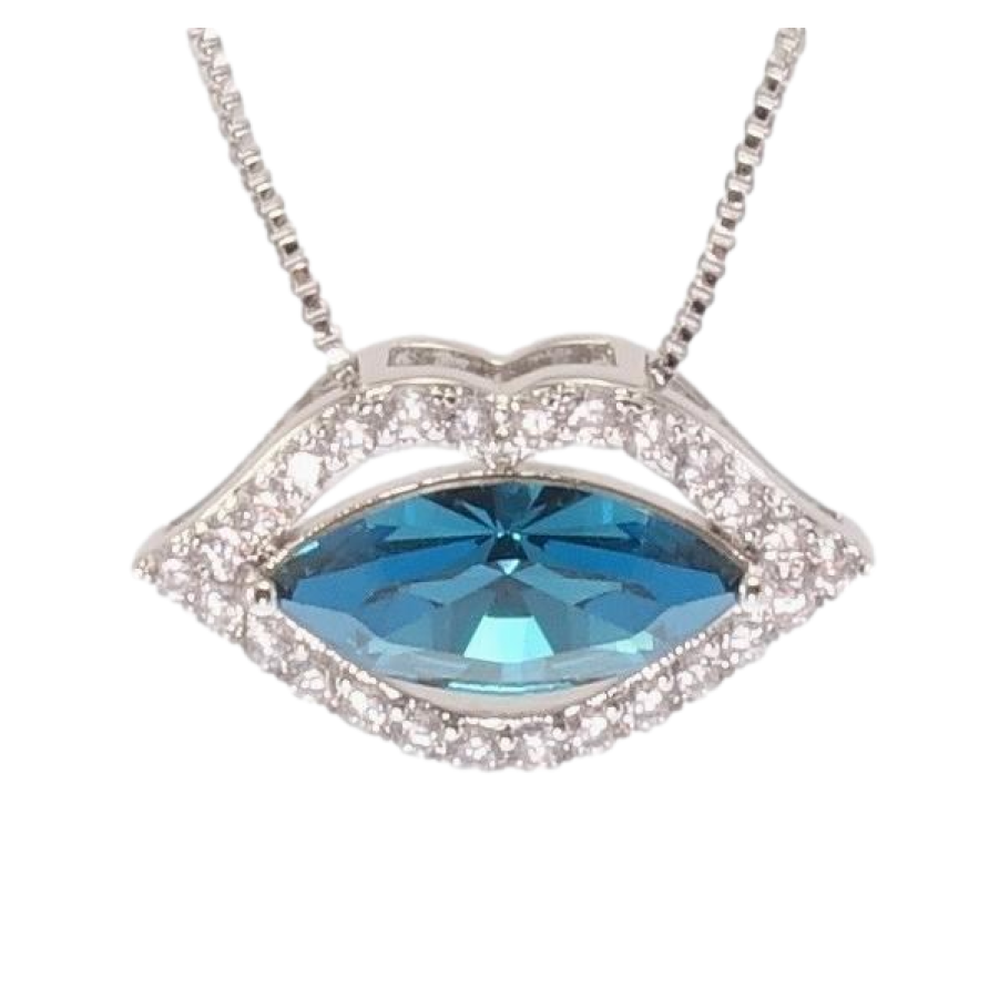 Кулон Xuping цвет Родий с кристаллами Swarovski на цепочке Нежные Уста длина 39-44 см фото №1