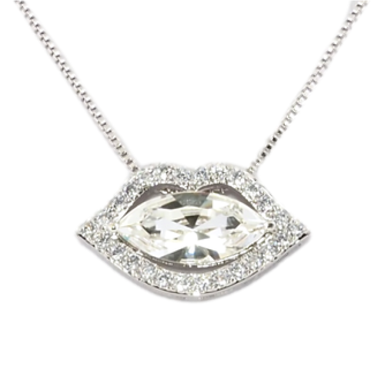 Кулон Xuping колір Родій із кристалами Swarovski на ланцюжку Ніжні Уста довжина 39-44 см фото №1