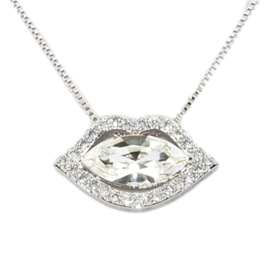 Кулон Xuping колір Родій із кристалами Swarovski на ланцюжку Ніжні Уста довжина 39-44 см фото №1