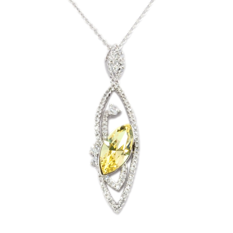 Кулон Xuping колір Родій із кристалами Swarovski на ланцюжку Витончений Візерунок з Кристалом Колір Citrine довжина 40-44см фото №1