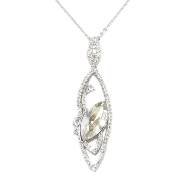 Кулон Xuping колір Родій із кристалами Swarovski на ланцюжку Витончений Візерунок з Кристалом довжина 40-45см фото №1