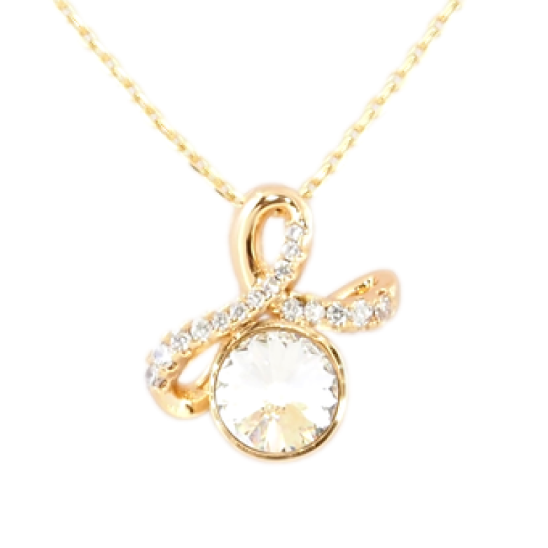 Кулон Xuping 18K з кристалами Swarovski на ланцюжку Стрічковий бантик з кристалом риволі дл.40-45см х 1мм фото №1