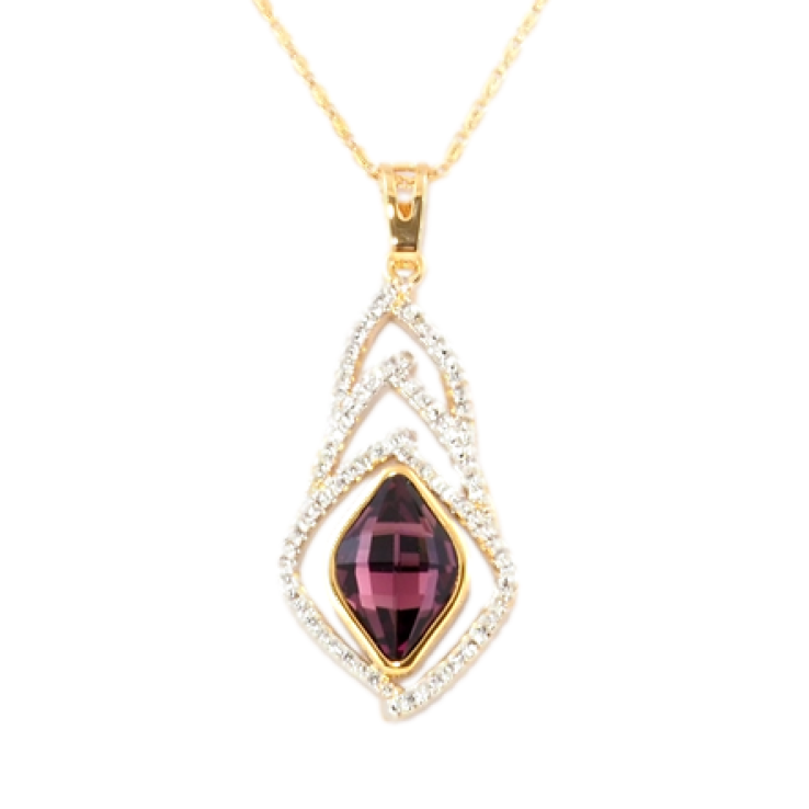 Кулон Xuping колір+колір Родій з кристалами Swarovski на ланцюжку Кристал Burgundy форма лимон довжина 45см фото №23