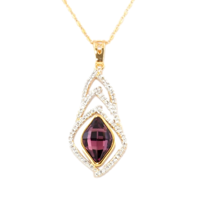 Кулон Xuping цвет+цвет Родий с кристаллами Swarovski на цепочке Кристалл Burgundy форма лимон длина 45см фото №1