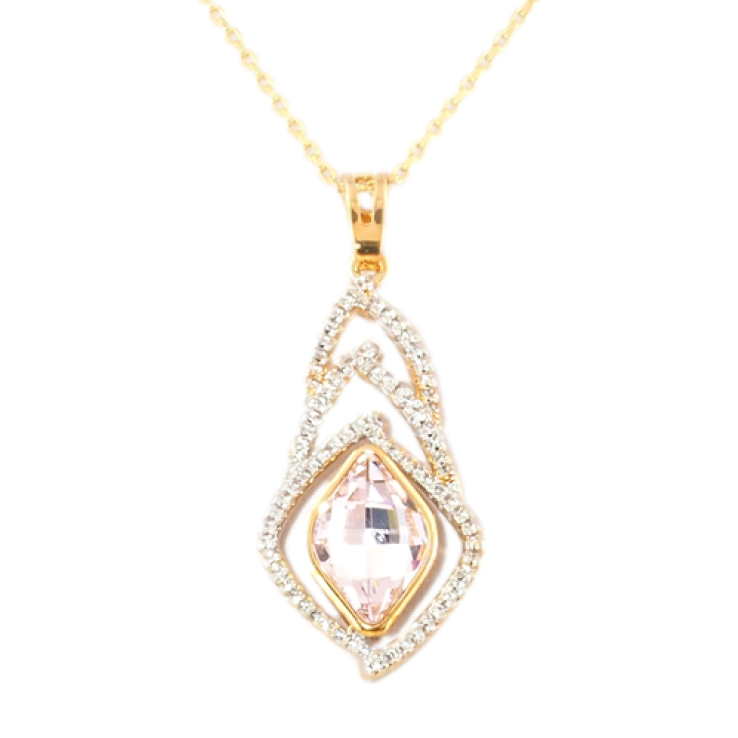 Кулон Xuping колір+колір Родій з кристалами Swarovski на ланцюжку Кристал Light Rose форма лимон дл.40-45см фото №22