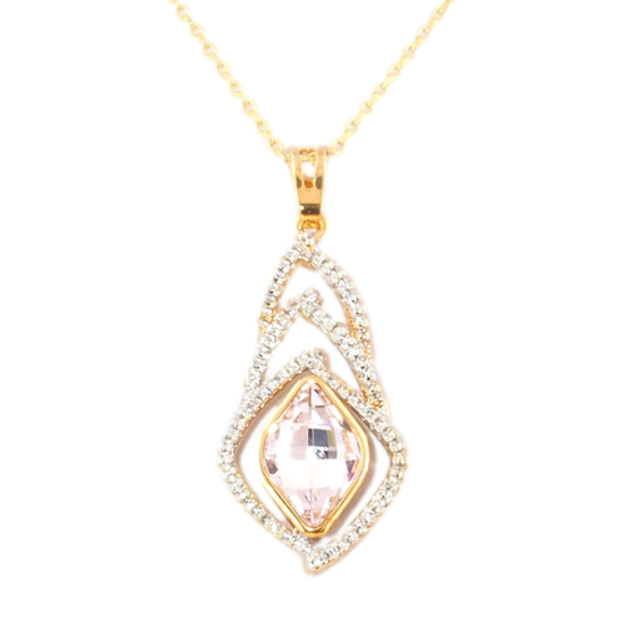 Кулон Xuping колір+колір Родій з кристалами Swarovski на ланцюжку Кристал Light Rose форма лимон дл.40-45см фото №1
