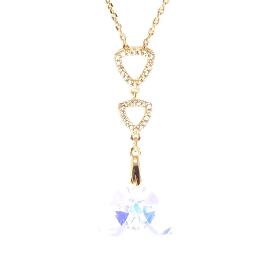 Кулон Xuping колір 18K з кр-ми Swarovski на ланцюжку Кристал Shimmer з трикутниками довжина 39-44см фото №1