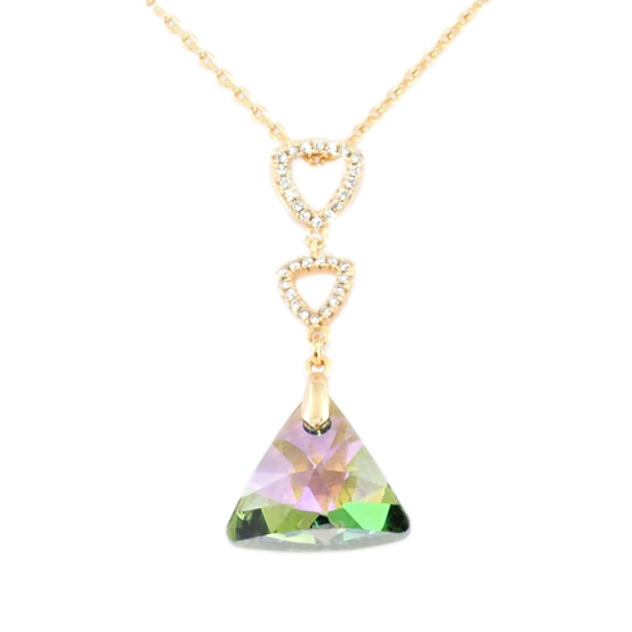 Кулон Xuping колір 18K з кр-ми Swarovski на ланцюжку Кристал Vitrail Light з трикутниками довжина 39-44см фото №1