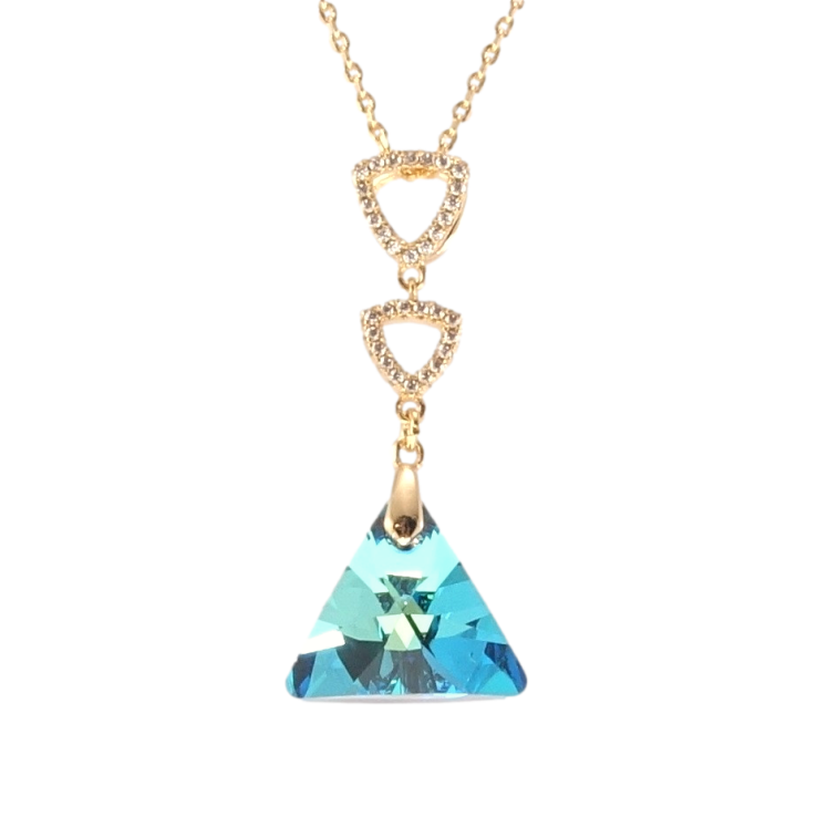 Кулон Xuping колір 18K з кр-ми Swarovski на ланцюжку Кристал Capri Blue з трикутниками довжина 39-44см фото №16