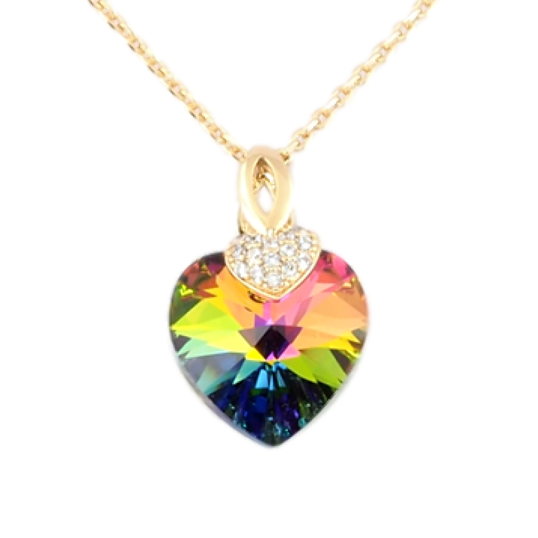 Кулон Xuping колір 18K з кр-ми Swarovski на ланцюжку Кристальне серце Vitrail Medium довжина 38,5-43,5см фото №1