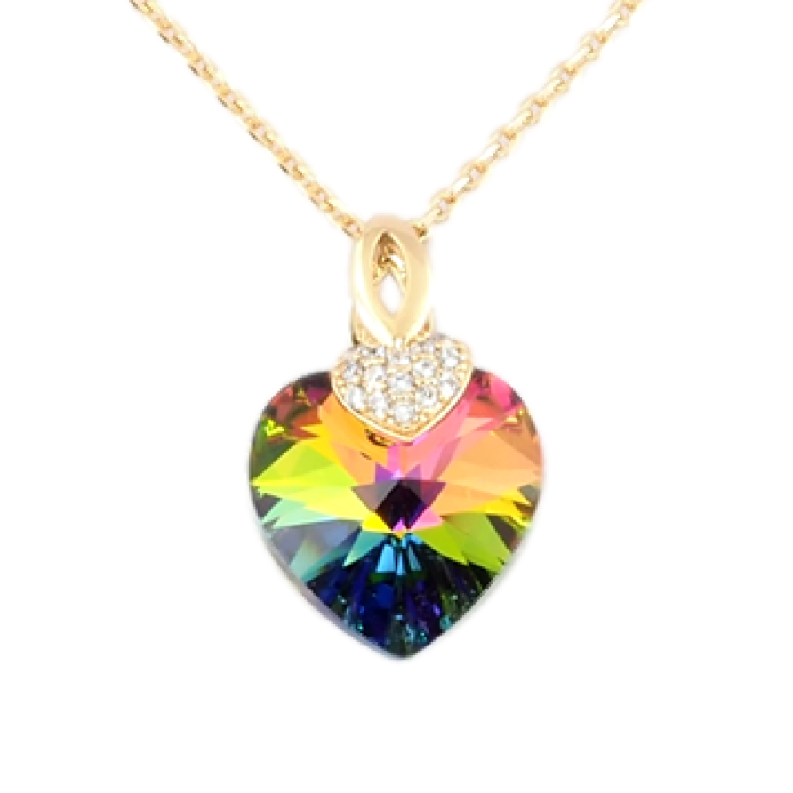 Кулон Xuping колір 18K з кр-ми Swarovski на ланцюжку Кристальне серце Vitrail Medium довжина 38,5-43,5см фото №1