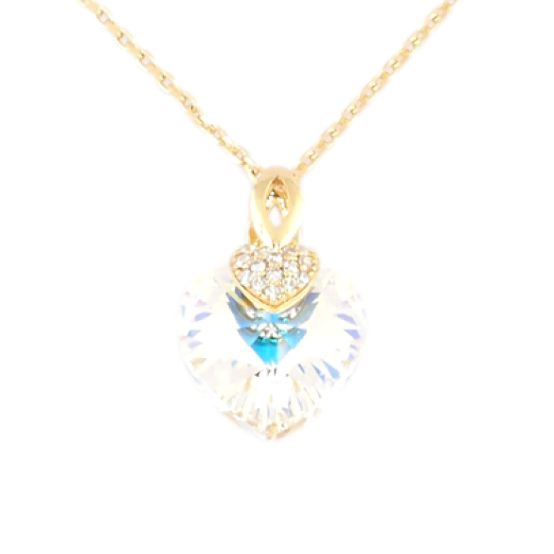 Кулон Xuping цвет 18K с кр-ми Swarovski на цепочке Кристальное сердце Shimmer длина 39-44см фото №2